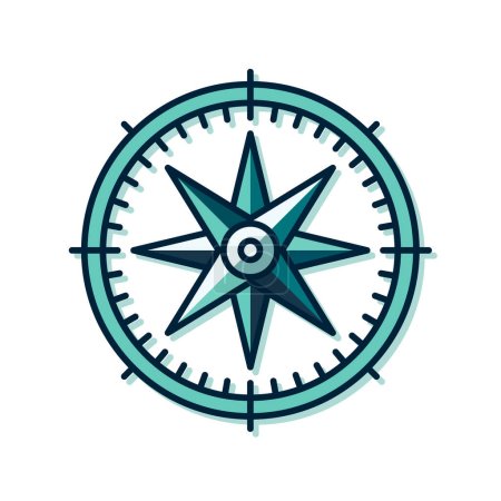Kompass-Symbol. Schöne Kompass-Ikone in flachem Design. Vektorillustration.
