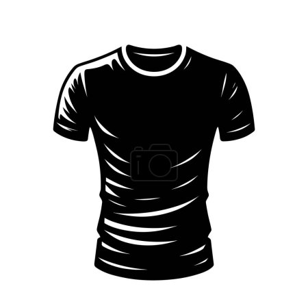 Ilustración de Icono de camiseta. Silueta de camiseta negra de estilo plano, aislada sobre fondo blanco. Ilustración vectorial. - Imagen libre de derechos