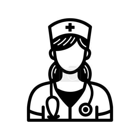 Photo for Female nurse icon. Simple black silhouette of female nurse. Concept of healthcare professionals and medical services. Vector illustration. - Royalty Free Image