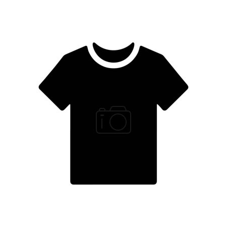 Ilustración de Icono de camiseta. Silueta de camiseta negra de estilo plano, aislada sobre fondo blanco. Ilustración vectorial. - Imagen libre de derechos