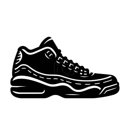 Photo for Sneakers icon. Black silhouette of high-top sneakers on a white background. Vector illustration - Royalty Free Image