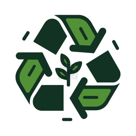 Photo for Recycling symbol. Green recycling icon in flat design. Continuous recycling concept. Vector illustration - Royalty Free Image