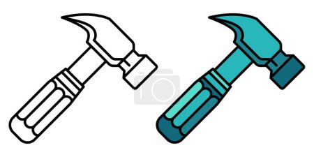 Illustration for Hammer icons set. Linear hand hammers in flat style. Vector illustration - Royalty Free Image