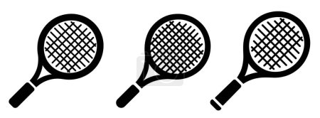 Photo for Tennis racket icons set. Black silhouette of a tennis racket in flat design. Vector illustration - Royalty Free Image