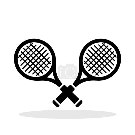Photo for Tennis racket icon. Black silhouette of a crossed tennis rackets in flat design. Vector illustration - Royalty Free Image