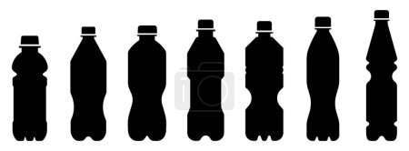 Photo for Bottle icon. Set of silhouettes of various plastic bottles isolated on a white background. Various shapes and sizes for liquid packaging - Royalty Free Image