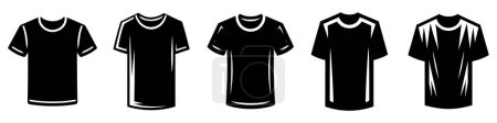 Ilustración de Conjunto de iconos de camiseta. Silueta de camiseta negra de estilo plano, aislada sobre fondo blanco. Ilustración vectorial. - Imagen libre de derechos