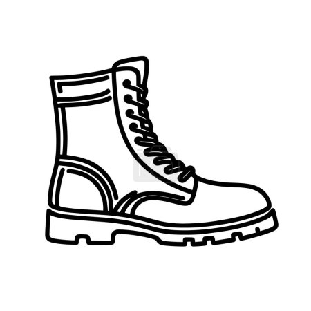 Illustration for Boots icon. Black lace-up boots in flat design. Vector illustration - Royalty Free Image