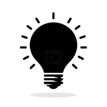 Photo for Light bulb icon .Black silhouette of a light bulb with rays on white background. Symbol of creativity and creative idea. Education concept. Vector illustration - Royalty Free Image