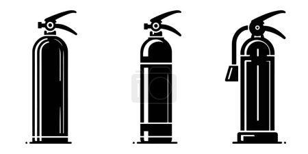 Photo for Fire extinguisher icon. Set of different black fire extinguisher icons in flat style on white background. Vector illustration. - Royalty Free Image