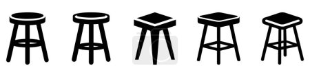 Photo for Chair icons set. Black silhouette of stool icon in flat style on white background. Vector illustration. - Royalty Free Image