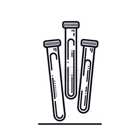 Illustration for Test tubes icon. A set of three test tubes, with liquid levels and bubbles. Vector illustration - Royalty Free Image