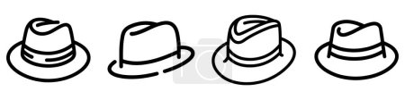 Photo for Fedora hat icons set. Fedora hat black linear icon on white background. Vector illustration - Royalty Free Image