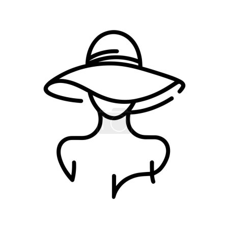 Photo for Elegant continuous line drawing of a woman wearing a large floppy hat. Black fashion icon. Vector illustration - Royalty Free Image