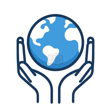Photo for Two hands hold the globe Earth. Concept of caring for the Earth. Vector illustration - Royalty Free Image