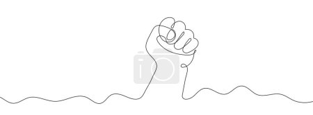 Photo for Continuous line drawing of hand with fist. One line drawing background. Vector illustration. Linear drawing of a male fist - Royalty Free Image