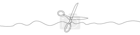 Photo for Continuous line drawing of scissors. One line drawing background. Vector illustration. Scissors continuous line. - Royalty Free Image