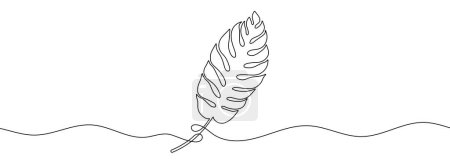 Photo for Continuous line drawing of tropical leaf. One line drawing background. Vector illustration. Leaf continuous line. - Royalty Free Image