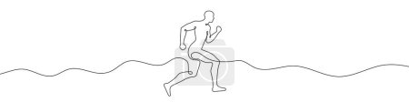 Photo for Continuous line drawing of a running man. One line drawing background. Vector illustration. Runner continuous line icon. - Royalty Free Image