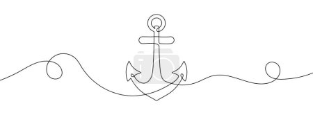 Photo for Continuous line drawing of sea anchor. One line drawing background. Vector illustration. Anchor continuous line. - Royalty Free Image