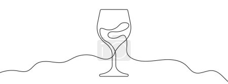 Photo for Continuous line drawing of wine glass. One line drawing background. Vector illustration. Single line wine glass icon. - Royalty Free Image