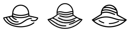 Photo for Sun hat icon. Black linear sun hat icon. Women sun hat symbol. Vector illustration - Royalty Free Image