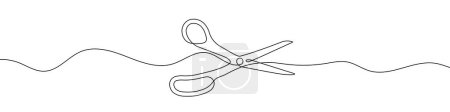 Photo for Continuous line drawing of scissors. One line drawing background. Vector illustration. Scissors continuous line. - Royalty Free Image