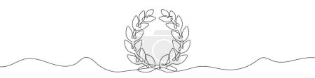 Illustration for Continuous line drawing of laurel wreath. One line drawing background. Vector illustration. Single line laurel wreath icon. - Royalty Free Image