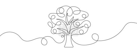 Photo for Continuous line drawing of tree. One line drawing background. Vector illustration. Single line tree icon. - Royalty Free Image