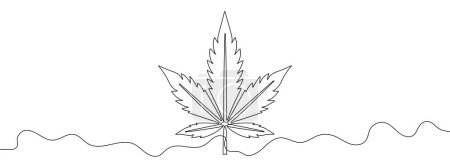 Photo for Continuous line drawing of medical hemp. One line drawing background. Vector illustration. Single line cannabis icon. - Royalty Free Image