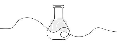 Photo for Continuous line drawing of an Erlenmeyer flask. One line drawing background. Vector illustration. Single line flask icon. - Royalty Free Image
