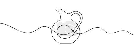 Photo for Continuous line drawing of jug. One line drawing background. Vector illustration. Single line decanter icon. - Royalty Free Image