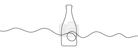 Photo for Continuous line drawing of bottle. One line drawing background. Vector illustration. Single line bottle icon. - Royalty Free Image