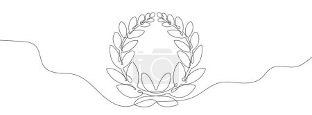 Photo for Continuous line drawing of laurel wreath. One line drawing background. Vector illustration. Single line laurel wreath icon. - Royalty Free Image