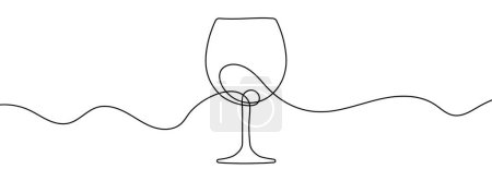 Photo for Continuous line drawing of wine glass. One line drawing background. Vector illustration. Single line wine glass icon. - Royalty Free Image