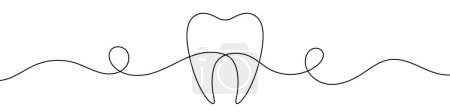 Photo for Continuous line drawing of tooth. One line drawing background. Vector illustration. Single line tooth icon. - Royalty Free Image