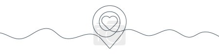 Photo for Continuous line drawing of GPS love pin. One line drawing background. Vector illustration. Single line map pin icon. - Royalty Free Image