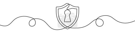 Photo for Continuous line drawing of an shield with keyhole. One line drawing background. Vector illustration. Single line security icon. - Royalty Free Image