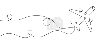 Photo for Continuous line drawing of an airplane. One line drawing background. Vector illustration. Single line airplane icon. - Royalty Free Image