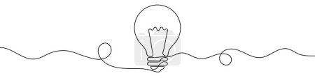 Illustration for Continuous line drawing of light bulb. One line drawing background. Vector illustration. Single line electric lamp icon. - Royalty Free Image