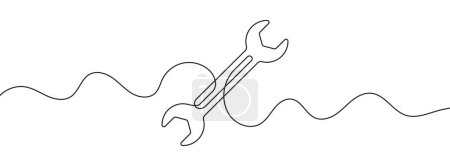 Photo for Continuous editable line drawing of wrench. One line drawing background. Vector illustration. Single line wrench icon. - Royalty Free Image
