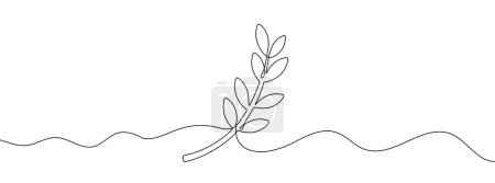 Photo for Continuous editable line drawing of branch with leaves. One line drawing background. Vector illustration. Single line branch with leaves - Royalty Free Image