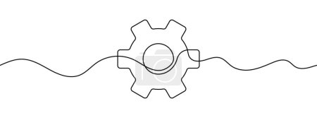 Photo for Continuous editable line drawing of cogwheel. One line drawing background. Vector illustration. Single line gear icon. - Royalty Free Image