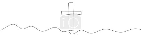 Photo for Continuous editable line drawing of christian cross. One line drawing background. Vector illustration. Christian cross icon in one line. - Royalty Free Image