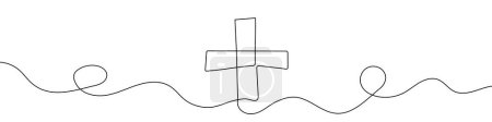 Photo for Continuous editable line drawing of hospital symbol. One line drawing background. Vector illustration. Medical cross icon in one line. - Royalty Free Image