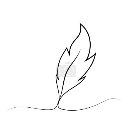 Photo for Feather black icon. Linear feather symbol on white background. Vector illustration. - Royalty Free Image