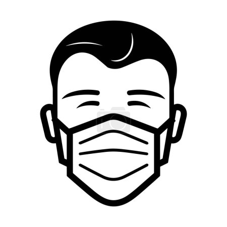 Photo for Man in medical mask. Medical mask icon. Black and white icon of man face with mask. Vector illustration. - Royalty Free Image