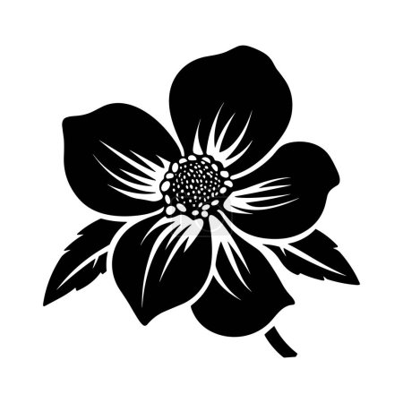 Photo for Flower icon. Black and white silhouette of a flower. Vector illustration. - Royalty Free Image