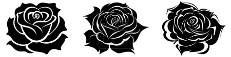 Photo for Flower icon. Black and white silhouette of a rose. Set of rose icons. Vector illustration. - Royalty Free Image