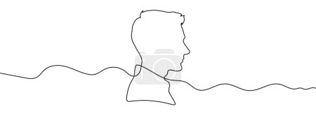 Photo for Continuous editable drawing of a male face. One line drawing background. Vector illustration. Male face icon in one line style. - Royalty Free Image